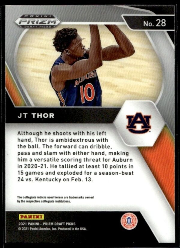 2021 Panini Prizm Draft Picks Auburn Tigers #28 JT Thor RC Rookie