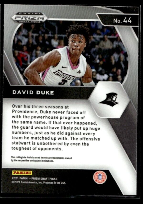 _10 2021 Panini Prizm Draft Picks Providence Friars #44 David Duke Jr. RC Rookie