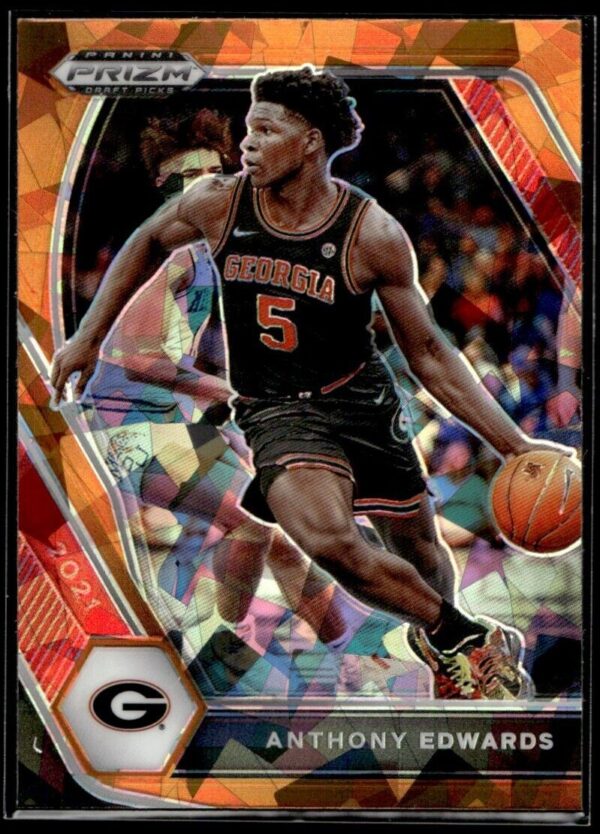 2021 Panini Prizm Draft Picks Georgia Bulldogs #65 Anthony Edwards Orange Cracke