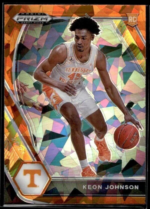 _10 2021 Panini Prizm Draft Picks Tennessee Volunteers #7 Keon Johnson RC Rookie Ora