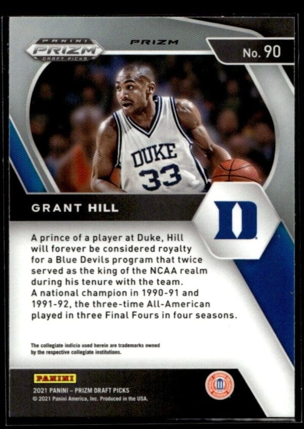 2021 Panini Prizm Draft Picks Duke Blue Devils #90 Grant Hill Orange Cracked Ice