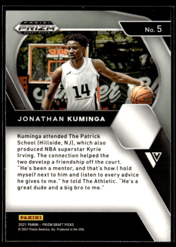 _10 2021 Prizm Draft Picks Golden State Warriors #5 Jonathan Kuminga RC