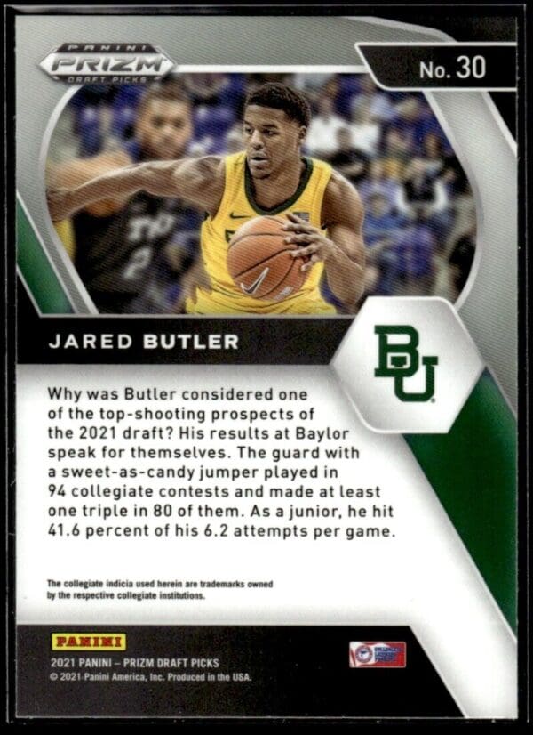 _10 2021 Panini Prizm Draft Picks Baylor Bears #30 Jared Butler RC Rookie