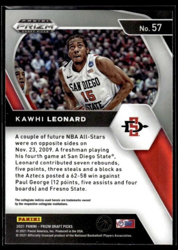 _10 2021 Panini Prizm Draft Picks San Diego State Aztecs #57 Kawhi Leonard