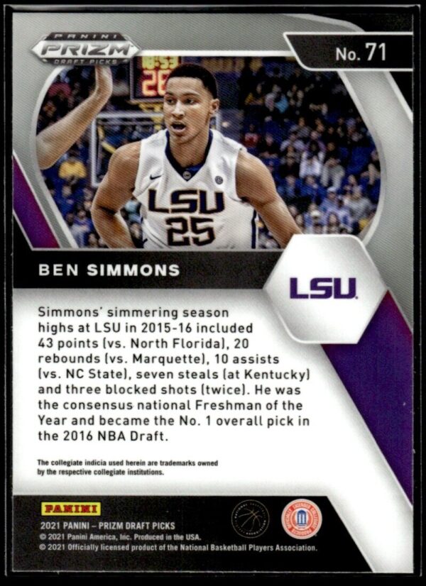 2021 Panini Prizm Draft Picks LSU Tigers #71 Ben Simmons