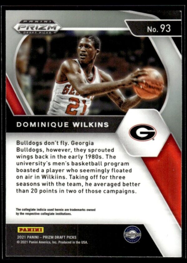2021 Panini Prizm Draft Picks Georgia Bulldogs #93 Dominique Wilkins