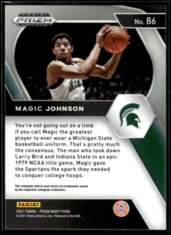 2021 Panini Prizm Draft Picks Michigan State Spartans #86 Magic Johnson