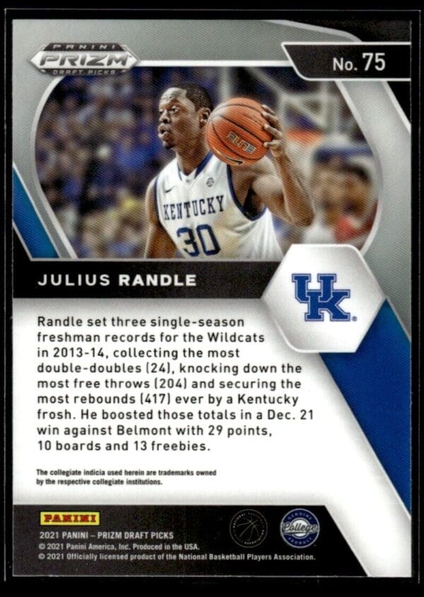 2021 Panini Prizm Draft Picks New York Knicks #75 Julius Randle