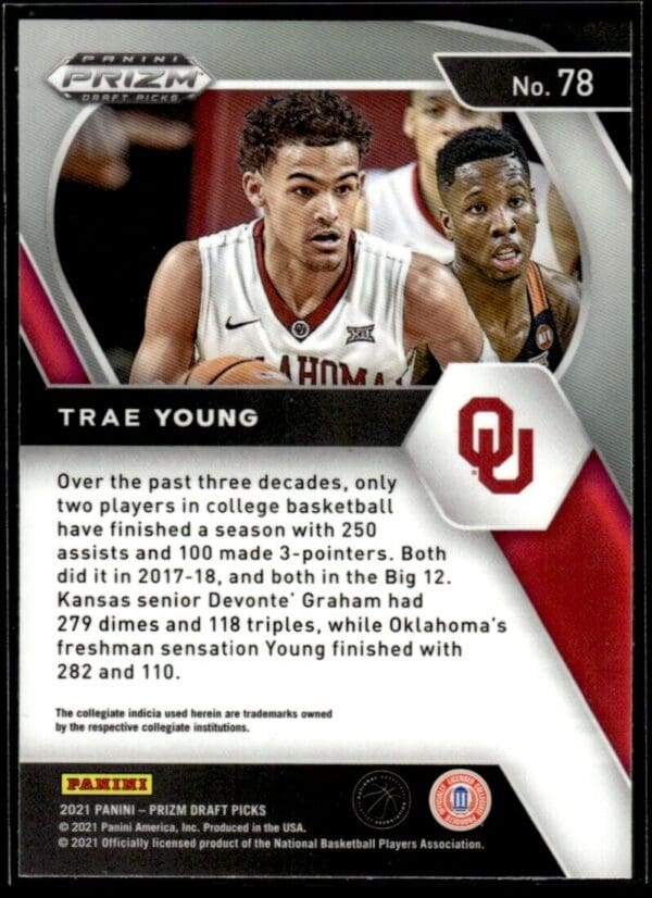 2021 Panini Prizm Draft Picks Oklahoma Sooners #78 Trae Young