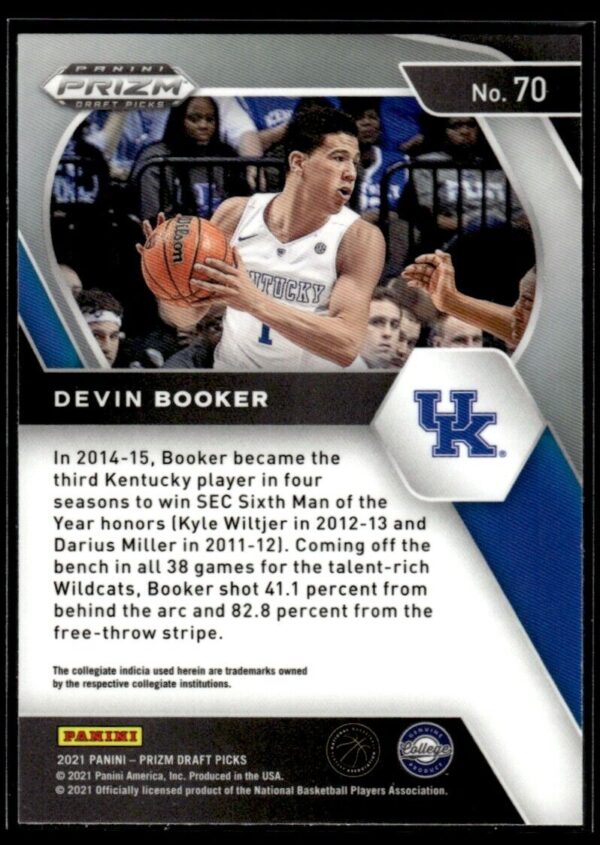 2021 Panini Prizm Draft Picks Kentucky Wildcats #70 Devin Booker