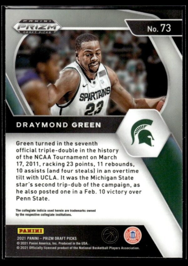 _10 2021 Panini Prizm Draft Picks Michigan State Spartans #73 Draymond Green