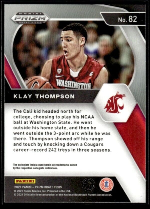 2021 Panini Prizm Draft Picks Washington State Cougars #82 Klay Thompson