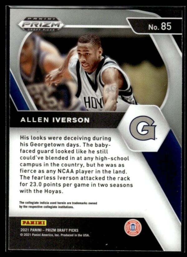 2021 Panini Prizm Draft Picks Georgetown Hoyas #85 Allen Iverson