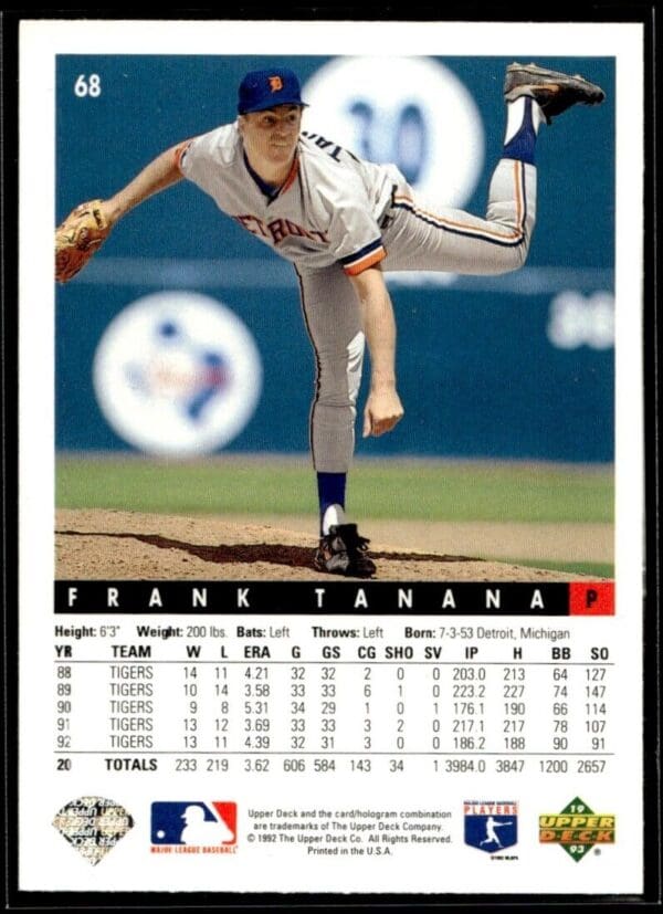 1993 Upper Deck Detroit Tigers #68 Frank Tanana