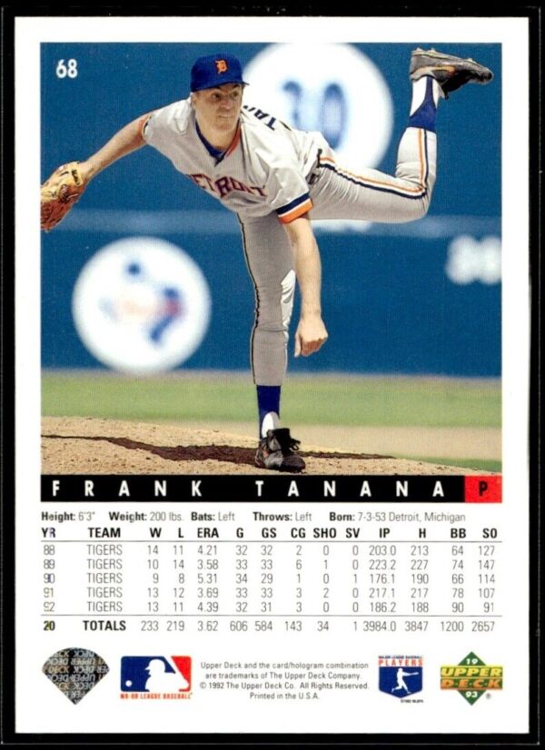 1993 Upper Deck Detroit Tigers #68 Frank Tanana