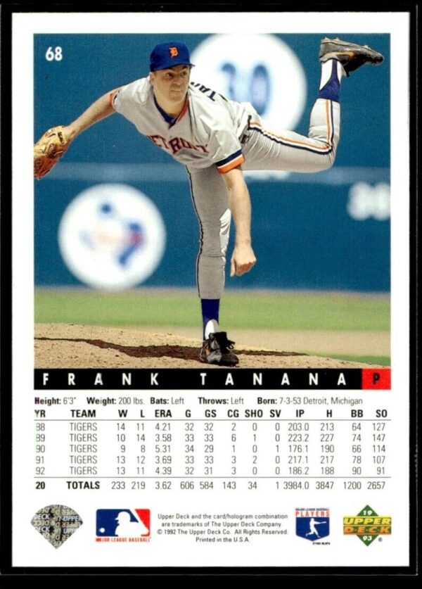 1993 Upper Deck Detroit Tigers #68 Frank Tanana