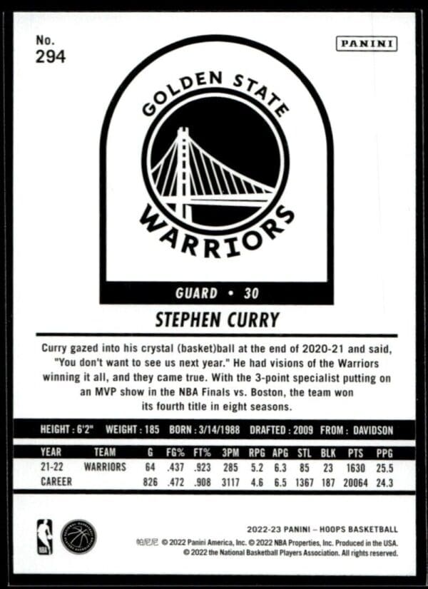 2022 Hoops Tribute Golden State Warriors #294 Stephen Curry