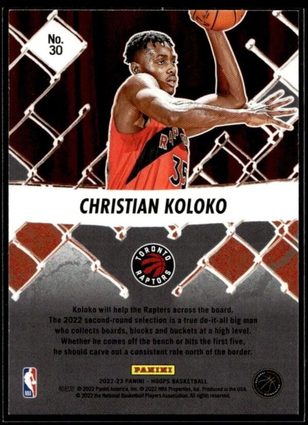 2022 Hoops We Got Next Toronto Raptors #30 Christian Koloko