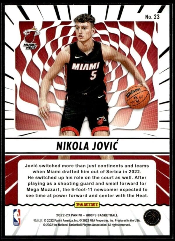 2022 Hoops Class Action Miami Heat #23 Nikola Jovic