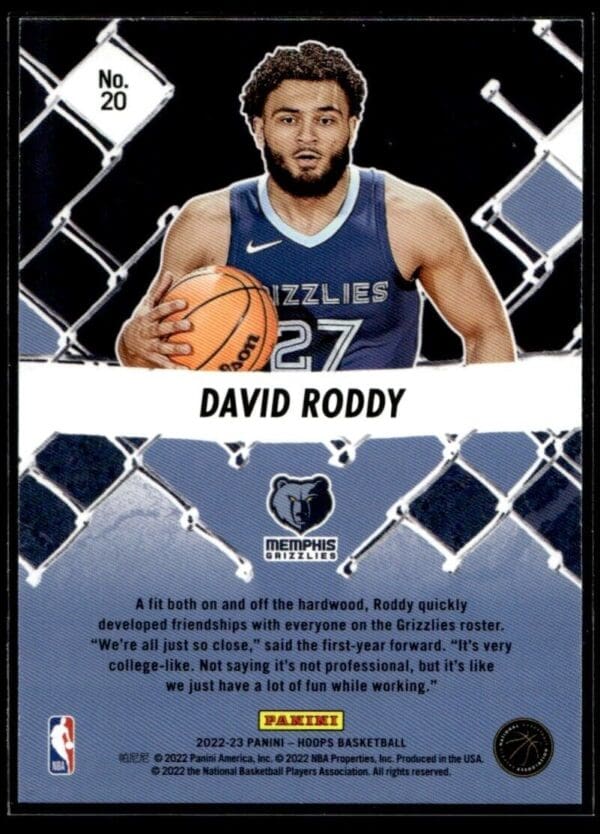 2022 Hoops We Got Next Memphis Grizzlies #20 David Roddy