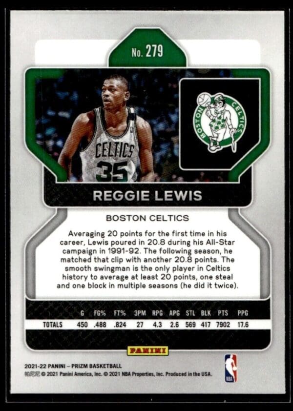 2021 Panini Prizm Boston Celtics #279 Reggie Lewis
