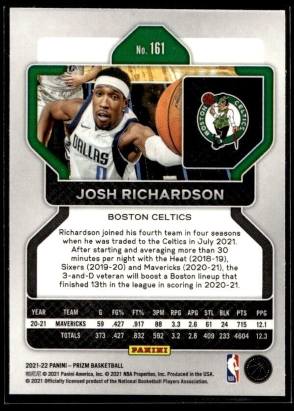_10 2021 Panini Prizm Boston Celtics #161 Josh Richardson