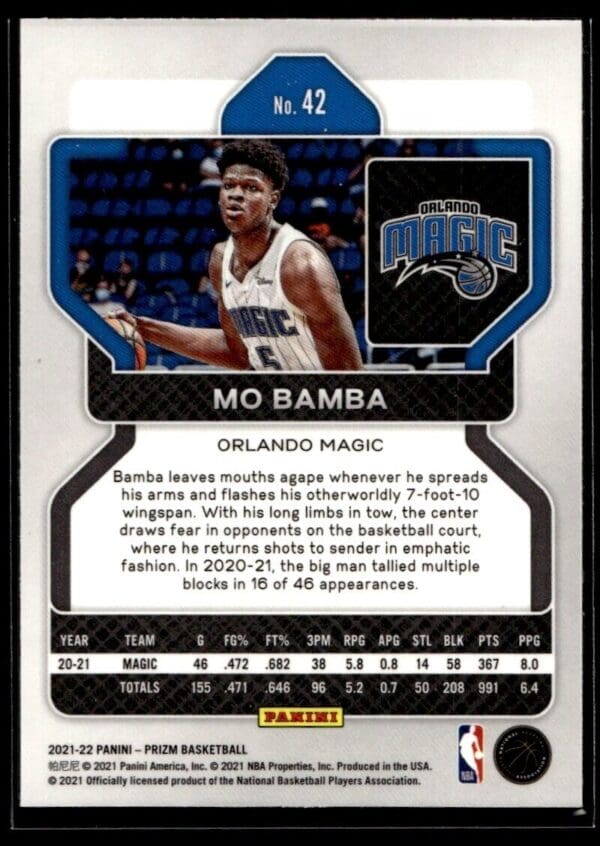 2021 Panini Prizm Orlando Magic #42 Mo Bamba