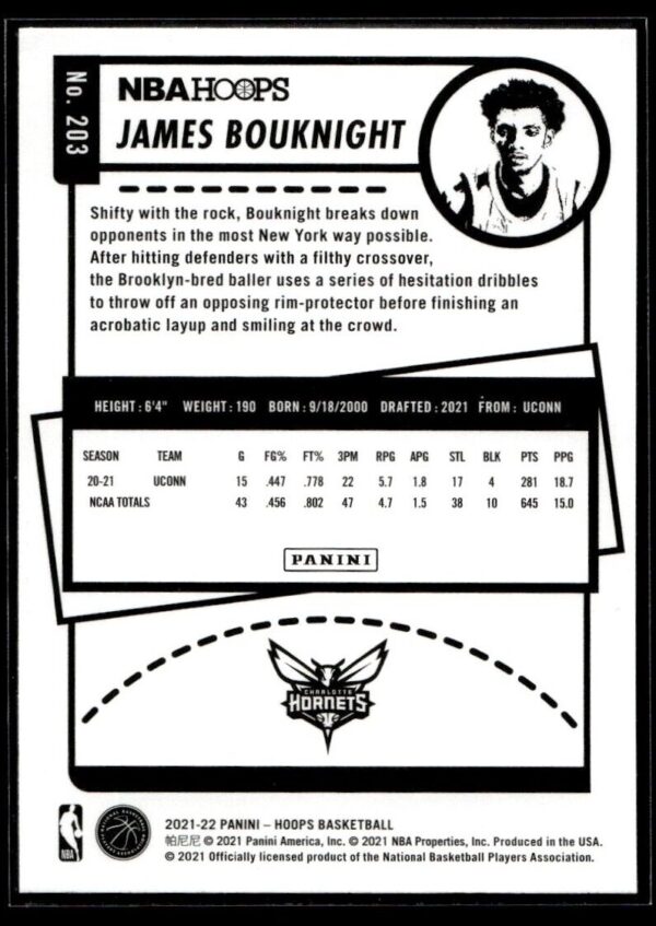 2021 NBA Hoops Winter Edition Charlotte Hornets #203 James Bouknight