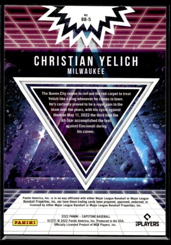 2022 Panini Capstone Milwaukee Brewers #BB-5 Christian Yelich