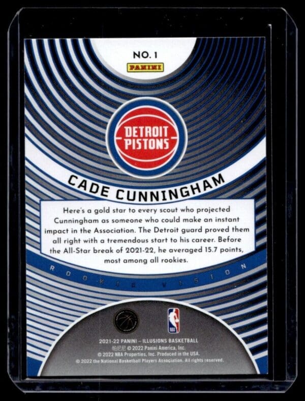 _10 2021 Panini Illusions Oklahoma State Cowboys #1 Cade Cunningham RC Rookie Vision