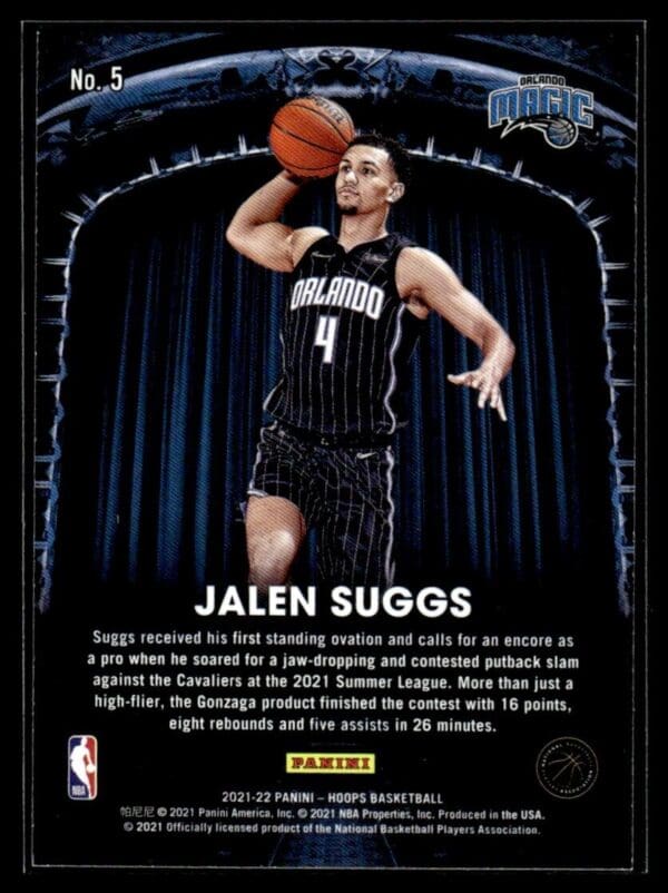 2021-22 Hoops Now Playing Jalen Suggs Orlando Magic #5