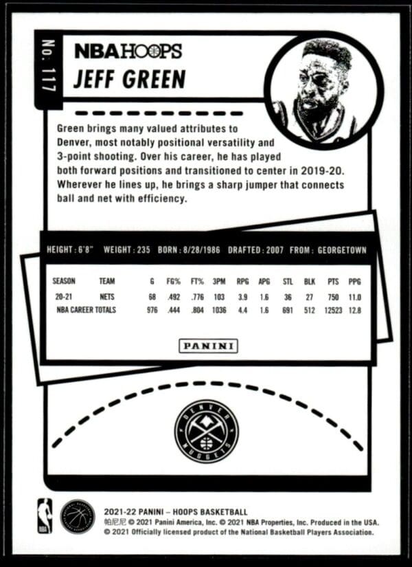 2021 NBA Hoops Denver Nuggets #117 Jeff Green