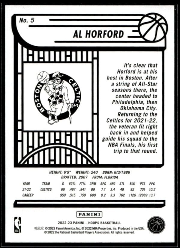 2022 Hoops Boston Celtics #5 Al Horford