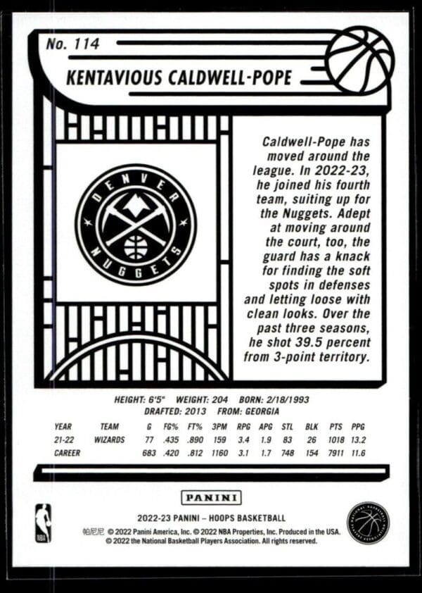 2022 Hoops Denver Nuggets #114 Kentavious Caldwell-Pope