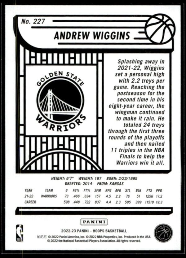 2022 Hoops Golden State Warriors #227 Andrew Wiggins
