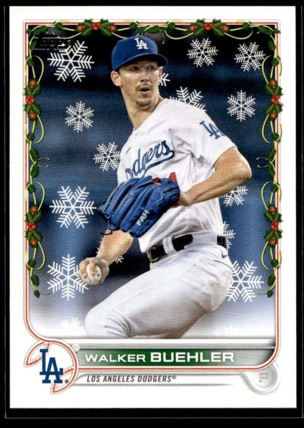_10 2022 Topps Holiday Los Angeles Dodgers #HW25 Walker Buehler
