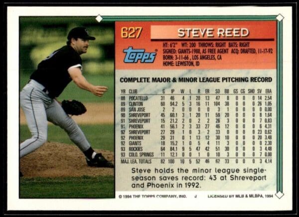 1994 Topps Colorado Rockies #627 Steve Reed