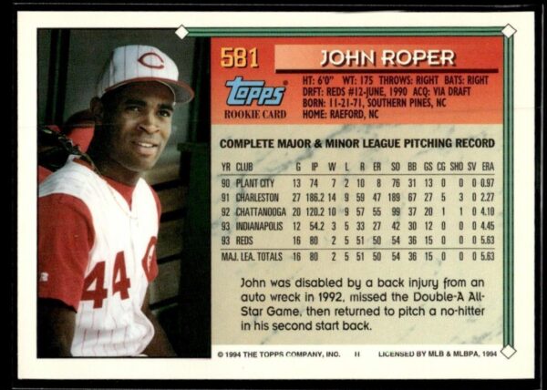 1994 Topps Cincinnati Reds #581 John Roper