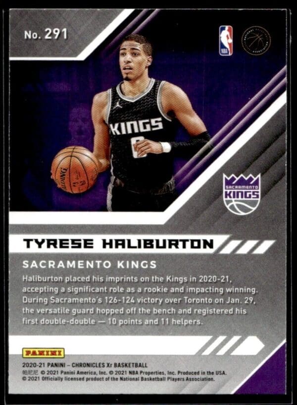 2020 Panini XR Sacramento Kings #291 Tyrese Haliburton RC Rookie Green