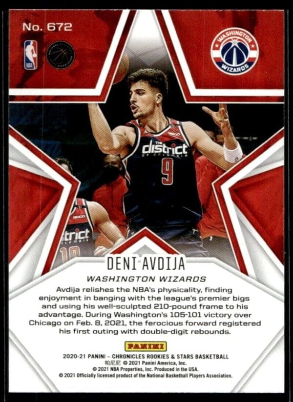 2020 Panini Rookies & Stars Washington Wizards #672 Deni Avdija RC Rookie