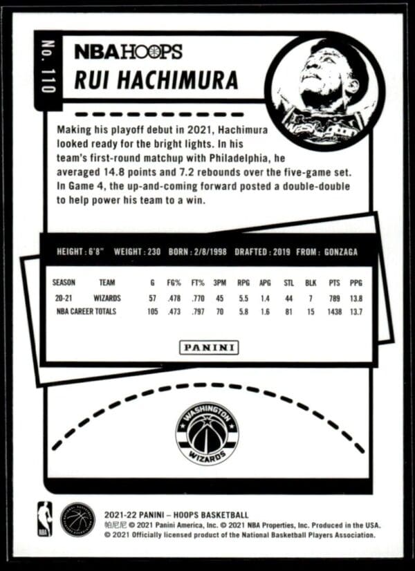 2021 NBA Hoops Washington Wizards #110 Rui Hachimura