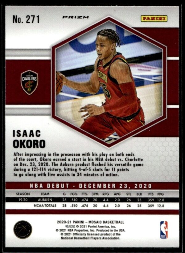 2020 Panini Mosaic Cleveland Cavaliers #271 Isaac Okoro RC Rookie Genesis Prizm