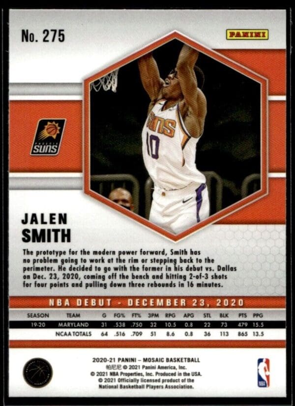 2020 Panini Mosaic Phoenix Suns #275 Jalen Smith RC Rookie