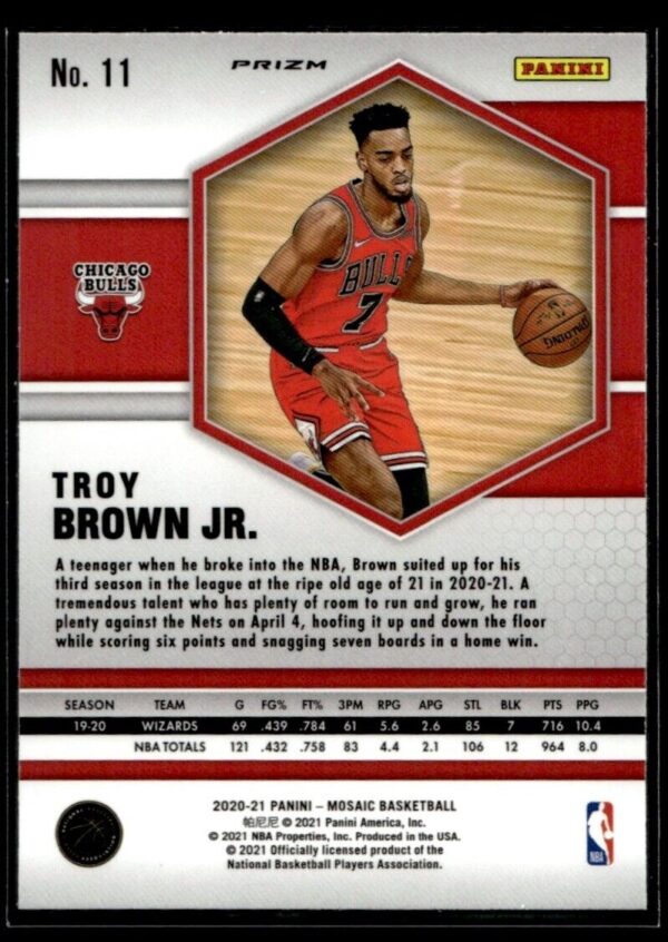 2020 Panini Mosaic Chicago Bulls #11 Troy Brown Jr. Pink Prizm