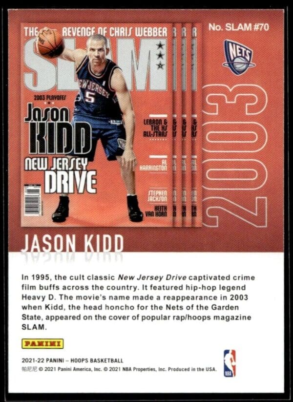 _10 2021 NBA Hoops Slam New Jersey Nets #70 Jason Kidd