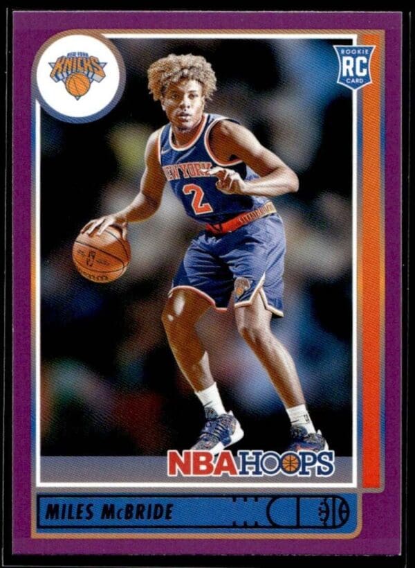 2021 Hoops New York Knicks #232 Miles McBride RC Rookie Purple