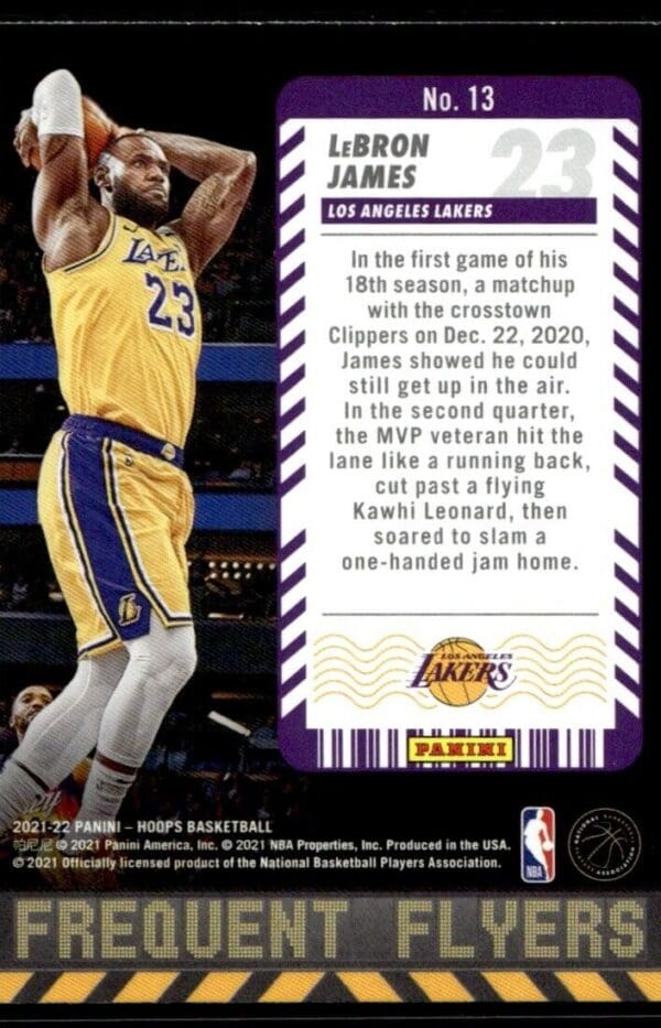 2021 Hoops Frequent Flyers Los Angeles Lakers #13 LeBron James