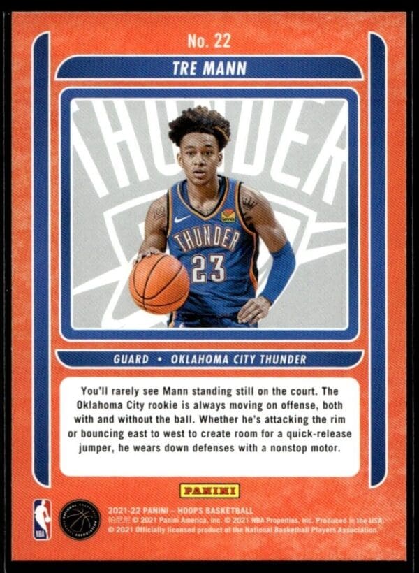2021 Hoops Class of 2021 Oklahoma City Thunder #22 Tre Mann RC Rookie