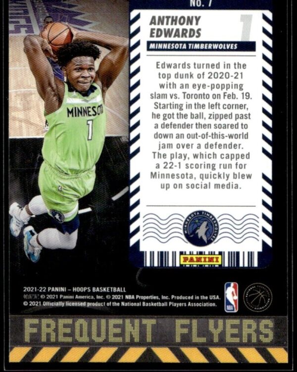 2021 Hoops Frequent Flyers Minnesota Timberwolves #7 Anthony Edwards RC Rookie