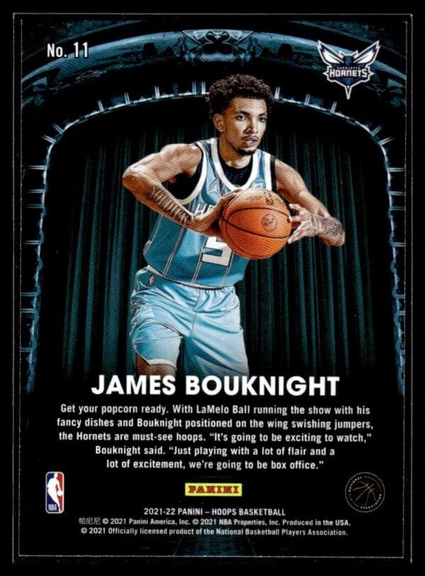 2021 Hoops Now Playing Charlotte Hornets #11 James Bouknight RC Rookie